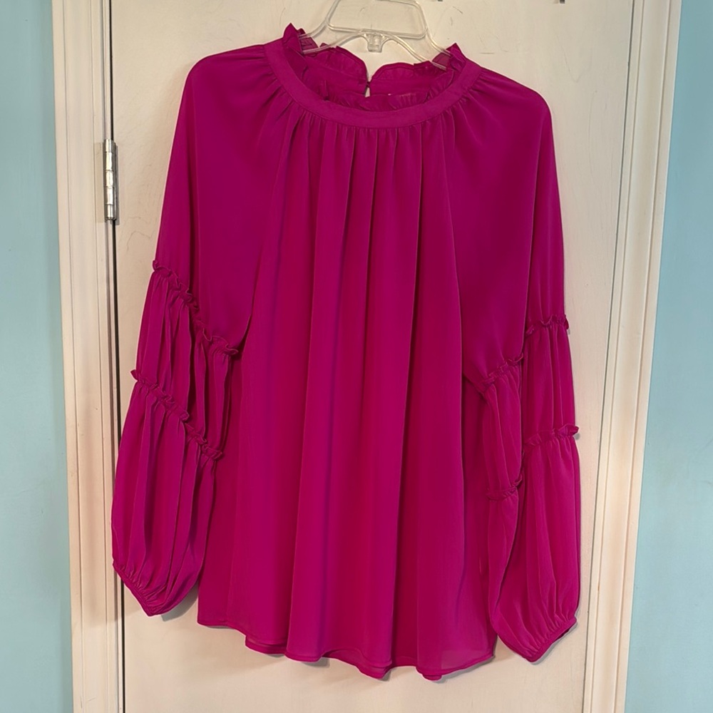 JODIFL Pink Ruffled Long Sleeve Blouse dur2